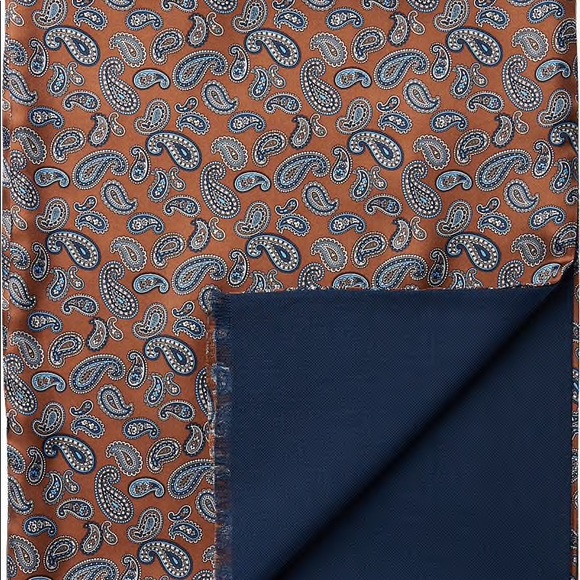 Scarf by JosABank Brown & Blue Paisley Silk & Wool - Picture 2 of 2
